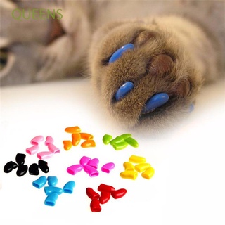 queens 20 unids/set suave gato pata de uñas tapa de mult-color silicona perro garra cubre nuevo pegamento protector no tóxico mascota aseo/multicolor