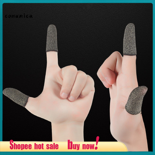 Com 1 par de cunas de dedo a prueba de sudor sin arañazos de fibra de juego móvil mangas de dedo para teléfono móvil (1)
