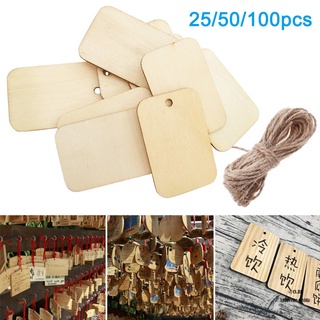 25/50/100Pzas Etiquetas De madera ecológicas en blanco rectangular