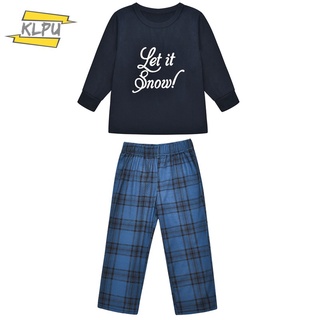 2 piezas de la familia de coincidencia de ropa para navidad pijamas conjunto impreso Let it Snow navidad ropa de dormir (6)