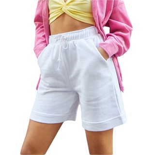 anana-pantalones cortos casuales de verano para mujer, color sólido, cordón, cintura alta, pantalones cortos (6)