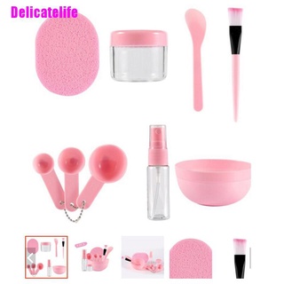 [Delicatelife] 9 unids/Set DIY mascarilla Facial Kit de herramientas tazón cepillo cuchara palo botella esponja casera maquillaje belleza herramienta