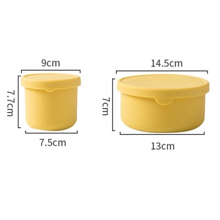AMIABLE Round Fresh Keeping Box Fresh-Keeping Food Storage Box Lunch Box Portable With Lid Food-grade Leak Proof Kitchen Storage Silicone Food Container/Multicolor (2)