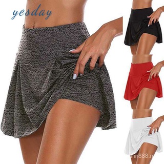 🔥Stock listo🔥Listo Stock * mujer atlético plisado tenis falda de Golf con pantalones cortos entrenamiento Running Skort verano YD
