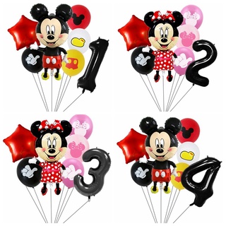 7 Piezas De Mickey Mouse Globos De Fiesta Minnie 32 " Número Globo Baby Shower Decoración De Cumpleaños Niños Juguete