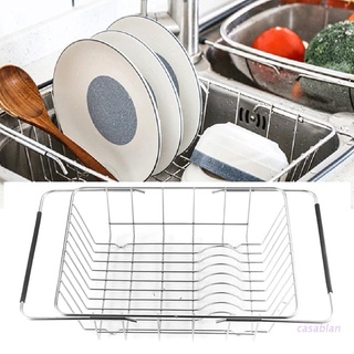 casa - escurridor de platos expandible para platos, cesta en el fregadero, soporte de almacenamiento