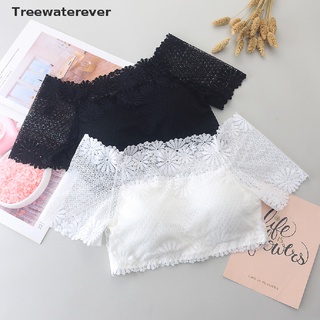 [treewaterever] top corto de encaje sexy para mujer/top corto con almohadillas de manga corta/camisolas mx