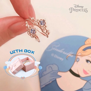 Anillo ajustable, anillo de princesa Disney, anillo de corona abierta versión coreana moda caja gratis paquete