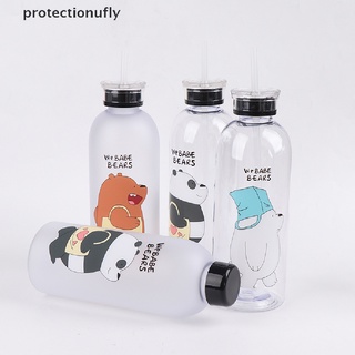 Pfmx 1000ml Bear Pattern Transparent Plastic Bottle Cartoon Frosted Water Bottles Glory