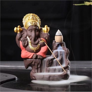 Ganesha-Quemador De Incienso Para , Elefante , Dios , Emblema , Propicio Y Éxito , Cerámica , Cono , Decoración Del Hogar , Soporte