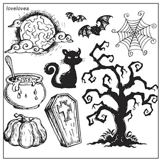 lov Happy Halloween Silicone Transparent Stamp Background Clear Stamps DIY Scrapbooking Card Making
