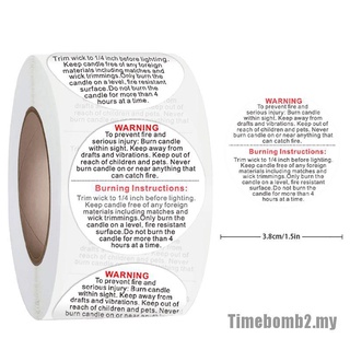 [TIME2] 500 unids/rollo de velas etiqueta de advertencia tarro de vela contenedor pegatinas impermeable etiqueta