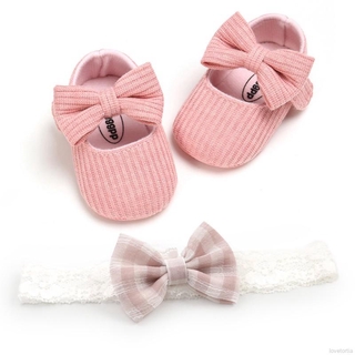 Precioso bebé niña antideslizante Casual zapatos de caminar arco zapatillas de deporte de sol suave primero zapatos de caminar diadema 2 Set (4)