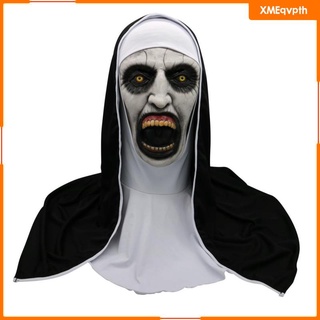[xmeqvpth] horror the nun máscara de látex de halloween nun prop, terror decoración cosplay deluxe disfraz fiesta suministros accesorios