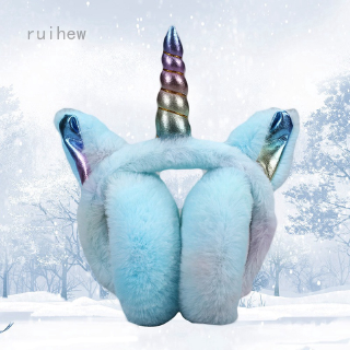 ruihew jinzheng papelería niños felpa unicornio orejeras orejeras niños encantador invierno más caliente orejas de conejo piel espesar felpa
