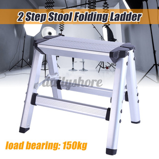 AUG 150KG carga máxima 2 pasos taburete plegable escalera antideslizante seguridad plataforma de aluminio (2)