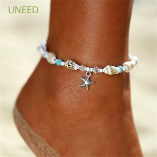 UNEED elegante pie cadena colgantes estrella de mar tobillera playa concha exquisita joyería regalo perlas de aleación Shell