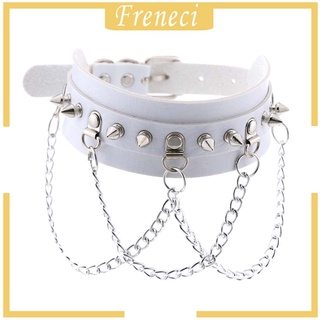 [[2]] gargantilla gótica de cuero Pu con cadena de Metal para mujer, color blanco