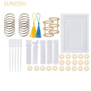 SUNIN 49pcs Resin Casting Molds for Notebook Cover Silicone Resin Molds with Bookmark Resin Molds 5Pcs, Book Rings, Finger Cots, Tassels, Droppers Clear Casting Epoxy Resin Molds for Jewelry DIY