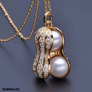 Collar Superain elegante aspecto brillante diamantes de imitación 2 colores colgante de cacahuete collar para fiesta de noche