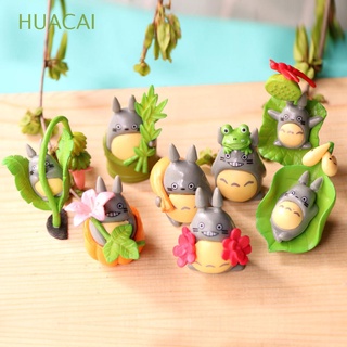 HUACAI Lindo Figurilla en miniatura Oficina Adorno de jardín de hadas Micro paisaje Miniatura Artesanía Mi vecino Totoro 8 piezas Anime japonés Modelo Totoro Decoración Bonsai