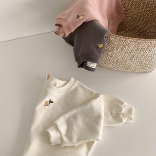 Ins coreano niño niña bebé bordado pera manga larga top suéter delgado otoño nuevo tricolor T-shirt estilo extranjero versátil bebé ropa de otoño (3)