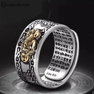 [WHOLESALE][''Feng Shui Pixiu'' Adjustable Open Rings For Women And Men] [Wealth and Good Luck Finger Ring] [Buddhist Mantra Rings]