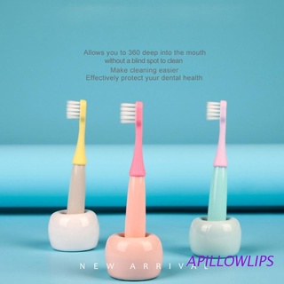 apillowlips 3 unids/set de cerdas suaves lindo niños cepillos de dientes de dibujos animados cabeza de seta cepillo de dientes bebé niños dental higiene oral cuidado