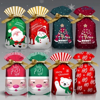 hihelok 50pcs santa bolsa de regalo bolsa de caramelo copo de nieve crujiente cordón bolsa feliz navidad decoraciones para el hogar año nuevo 2021 noel regalos