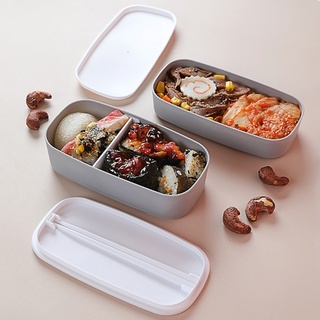 LIME Bento Lunch Box Container with Chopsticks Food Storage for Adults Kids Double-layer Bento Boxes Microwave Safe (5)