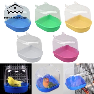 Bañera de plástico para pájaros, alta transparente, bañera de baño para loros, pájaros, bañera