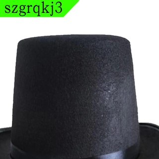 [bbns] sombrero negro de fieltro mago showman circo líder sombrero, 61 cm circunferencia de la cabeza, 16 cm