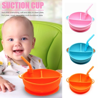 plato de silicona para niños, plato de una pieza, mantel individual con paja (3)