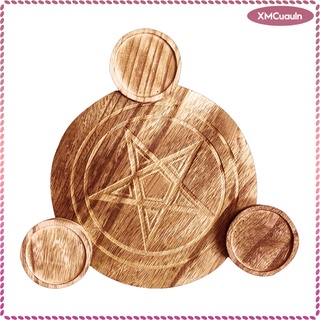 [Ready Stock] Tarot Wooden Candle Holder Divination Pentacle Candlestick Home Bathroom Living Room Coffee Table Desktop Decoration