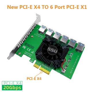 PCI Express X4 20Gb 1 to 6 Riser Card PCI-E to PCI-E Adapter PCIE Slot 4X to 16X USB 3.0 Riser Extender For Bitcoin Miner Mining w