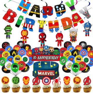 5Pack/Set Marvel Superhero Set Birthday Party Decoration set Superhero Balloons Banner Cake Topper Set Baby Shower Kids Favors