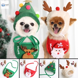 sol navidad perro gato sombrero babero decorativo mascota felpa usando festival navidad mascotas suministros accesorios para pequeña raza mediana