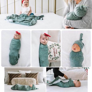 Haha 2 pzs manta de recepción de bebé+Beanie gorra conjunto de bebés envolver sombrero de envoltura para recién nacido fotografía accesorios