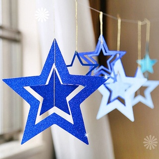 7 unids/set de estrella de cinco puntas de navidad colgante adornos decoraciones año nuevo boda hueco de cinco puntas estrella decorativa colgante