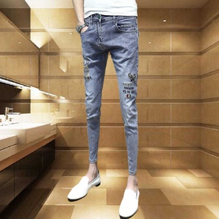 Social Guy Stretch Jeans Hombres Único Flaco Casual Tobillo Longitud Pantalones Slim-Fit Moda 9-Po