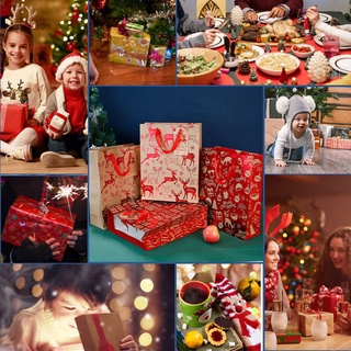 MALLAND 1/10PCS Cajas de regalos Bolsas de regalo de Navidad Favores de la boda Alce Caja de regalo de papel Kraft Decoración navideña Bolsas de embalaje de galletas Suministros para la fiesta Etiqueta Bolsa para envolver caramelos Paquete de pastel (5)