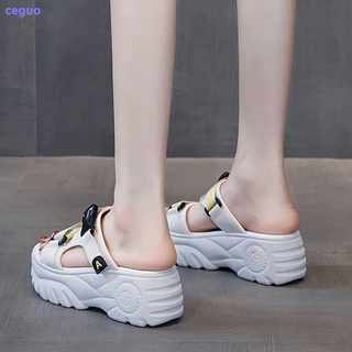 zapatillas de suela gruesa para las mujeres s desgaste exterior 2020 nueva moda de verano versión coreana de la salvaje de tacón alto casual esponja pastel red sandalias rojas y zapatillas (5)