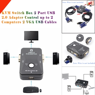 [PALARNA] KVM Switch Box 2 Port USB 2.0 Adapter Control up to 2 Computers 2 VGA USB Cables (1)
