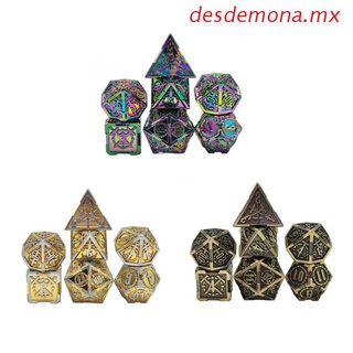 desdemona New Design Metal Dice Set Board Game RPG 7pcs D4 D6 D8 D10 D% D12 D20 Set Polyhedral
