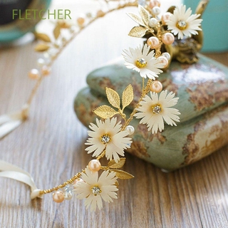 fletcher gold leaf diadema perla tiaras diadema nupcial boda cinta margarita flor guirnaldas/multicolor
