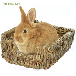 NORMAN1 Small Pets Chew Toys Chinchilla Relaxation Pad Grass Bed Hedgehog Guinea Pig Summer Natural Handmade Hamster Rabbit House/Multicolor