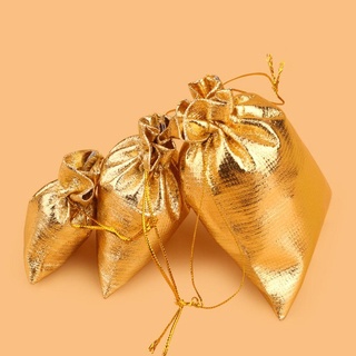 100pcs oro y plata bolsa de tela con cordón de la joyería bolsa de bolsita de embalaje bolsa de regalo i3l0 (5)