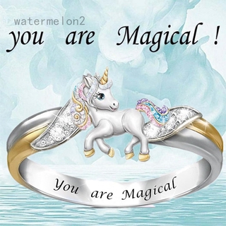 anillo de dedo de plata de moda esmalte rosa lindo unicornio niños anillo para bebé niña niños moda joyería regalo de fiesta|anillos