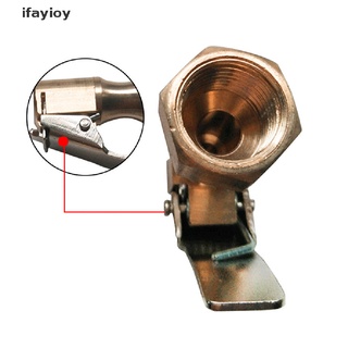 ifayioy latón recto inflador de neumáticos de coche válvula vástago conector chuck de aire bloqueo en clip oro mx (4)