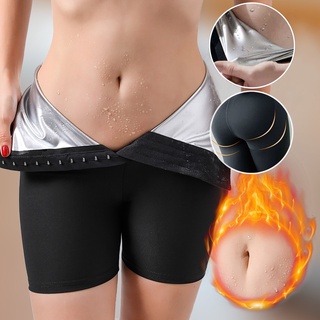 Mujeres sudoración elástica cintura entrenador de barriga Control Fitness Leggings pantalones cortos
